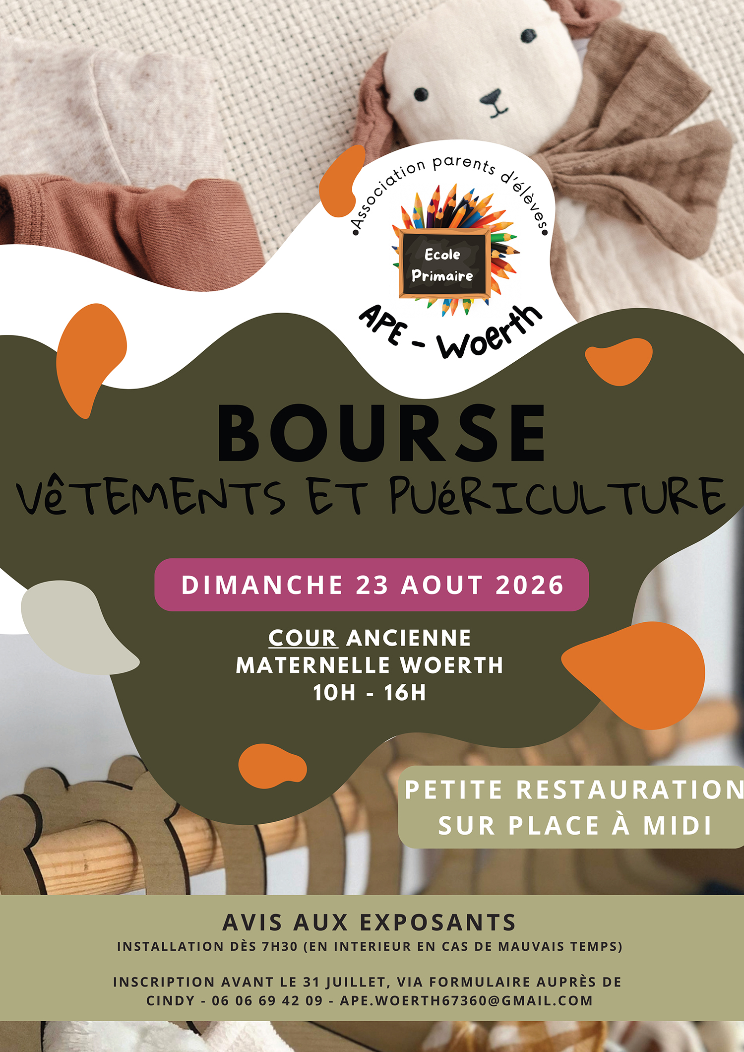 Affiche Vide Grenier Jouet Jaune Rouge Vert